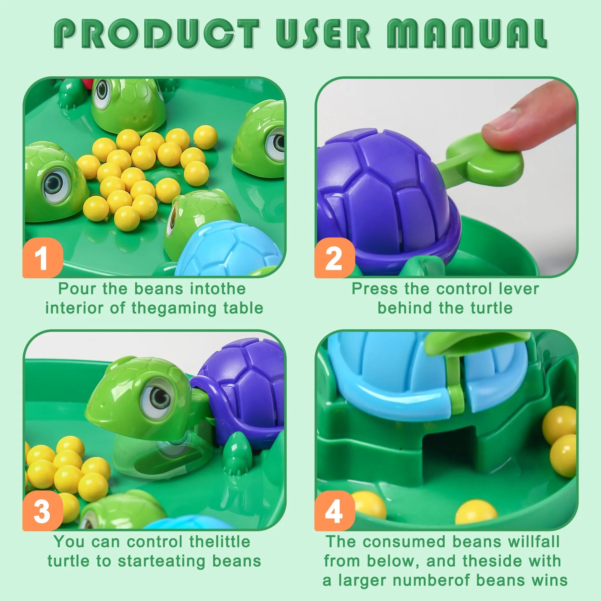 AIUAZA family gathering game, fun turtle eating beans competitive toy, four person party toy