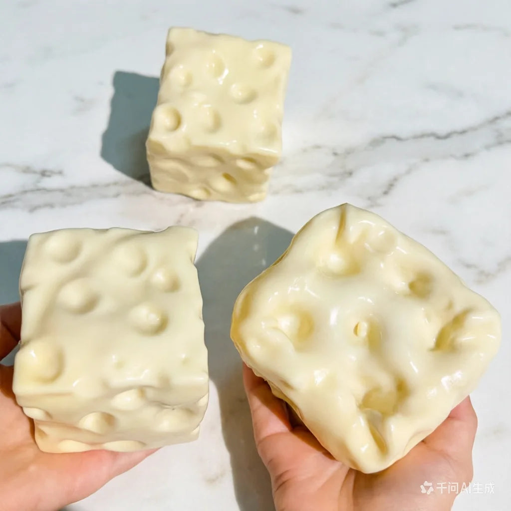 1Pc Jumbo Cheese Cube Stress Ball Big Cheese Shapeable Squeeze Ball Non-Bounce Fidget Toy ASMR Sensory Anti-Stress Festival Gift