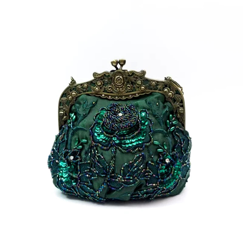 Retro handbag versatile dinner bag Hanfu Qipao bag Oblique cross bag Ethnic style women's bag Handmade dress bag
