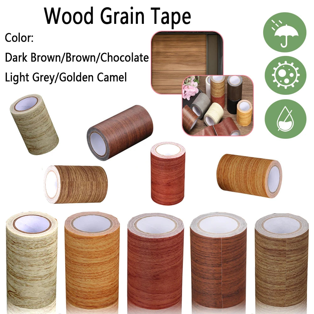 1 Roll DIY Wood Grain Repair Tape 8cmx4.5m, Self-Stick for Instant Furniture & Floor Renovation, Covers Scratches Easy ﻿
