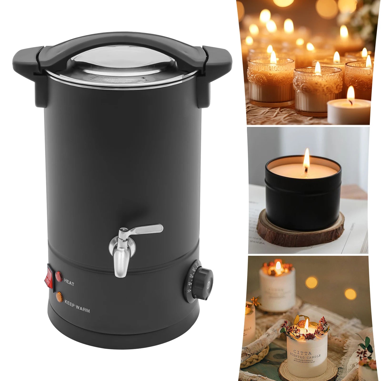 8L/10L/12L/15L Wax Melter for Candle Making, 1.8KW Electric Wax Melt Oven Stainless Steel Wax Melting Pot Wax Warmer Machine Kit