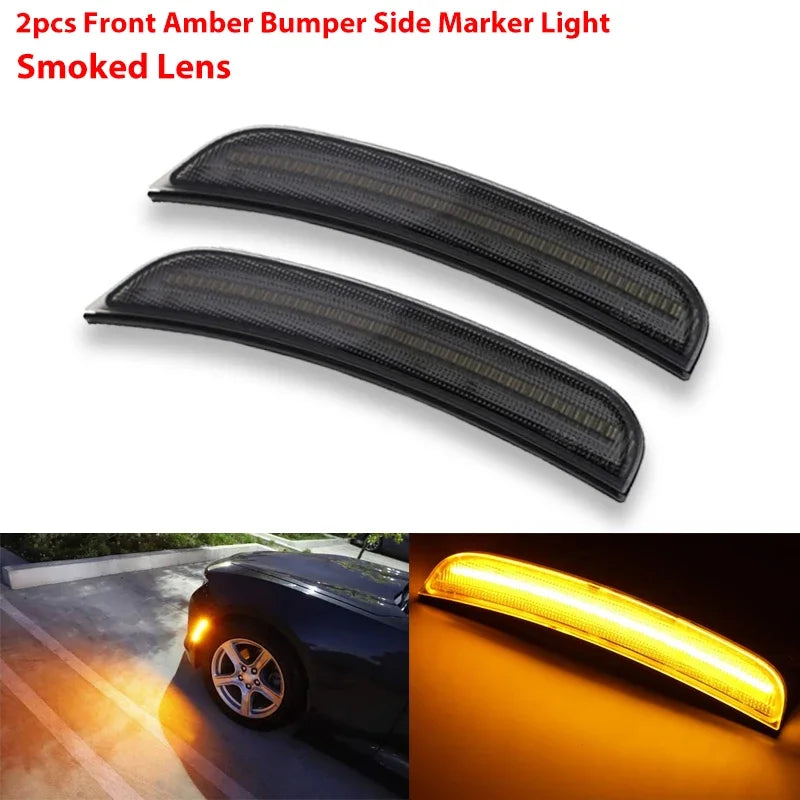 iJDM For Dodge Charger Front/Rear Bumper Side Marker Light Turn Signal Lights/Driving Lights Replace OEM Sidemarker Lamps 15-22