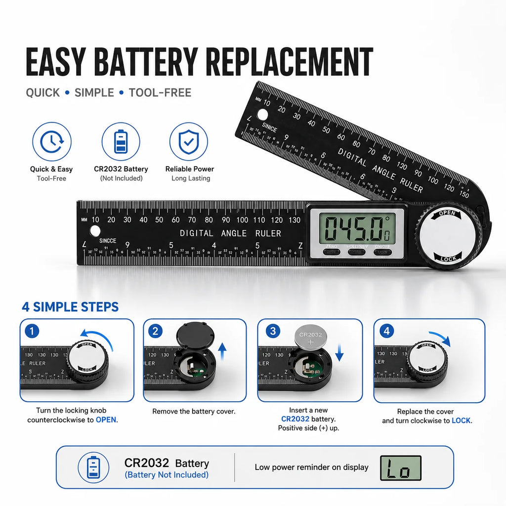 2 in 1 Digital Angle Detector, 360° High Accuracy Angle Finder Ruler, Woodworking Measurement Tool, Multifunction Level Gauge