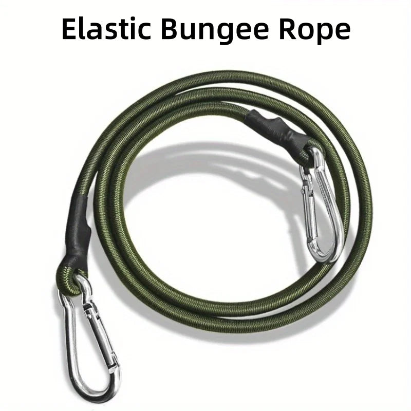 Heavy Duty Bungee Cord Elastic Tie Strap String Carabiner Hooks Kayak Cycling Luggage Packing Ropes Camping Accessories