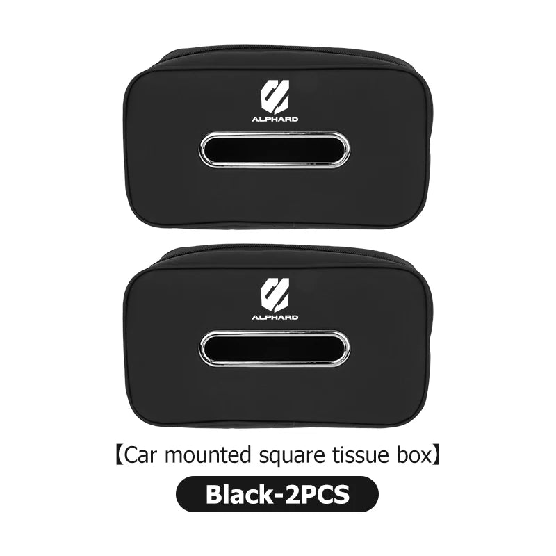 Leather Car Logo Tissue Box Seat Hanging Paper Towel Storage Bag For Toyota Alphard Vellfire 20 AH20 2010 2011 2012 2013 2014