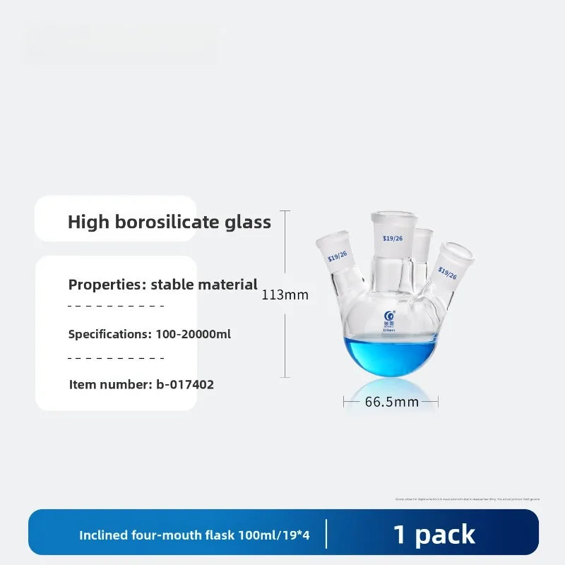 4 Neck Round Bottom Flask 100/150/250/500/1000/2000/5000ml Reaction Bottle Lab Glassware