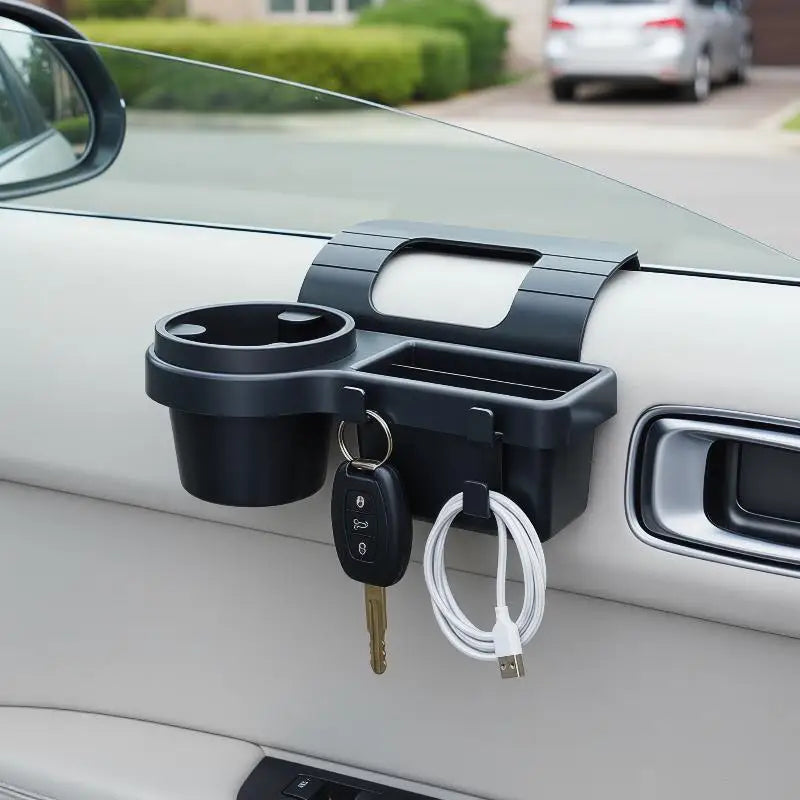 Easy Install Car Phone Mount Cup Stand Space Saving Hanging Storage Tray Durable for Car Side Door Window Long Road Trip