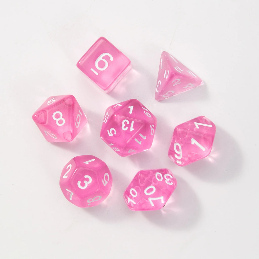 7Pcs/set Transparent Dice Polyhedral Dice Set for Dnd Tpg Trpg Cthulhu D20 D12 D10 D8 D6 D4 Table Board Games Number Dice Kit