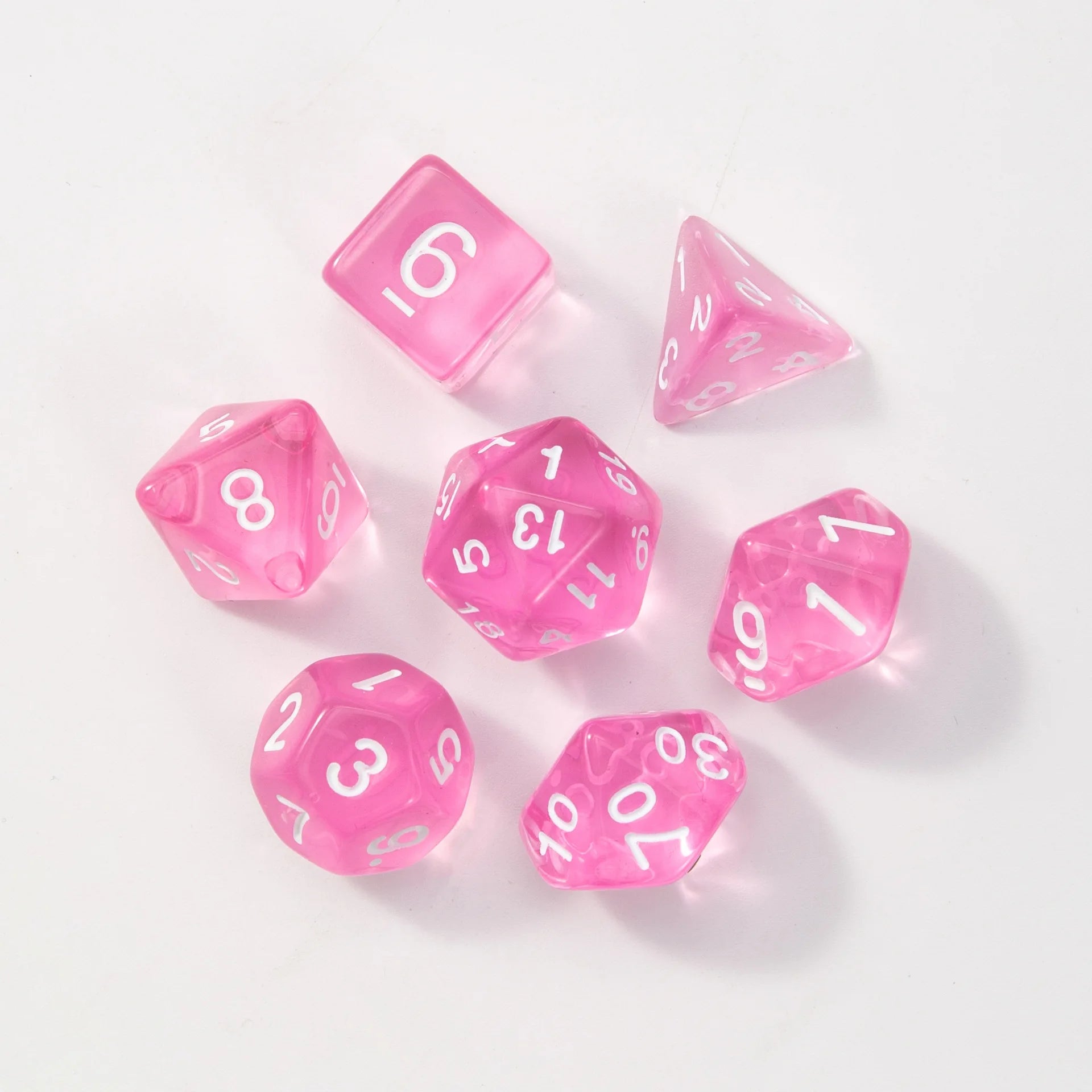 7Pcs/set Transparent Dice Polyhedral Dice Set for Dnd Tpg Trpg Cthulhu D20 D12 D10 D8 D6 D4 Table Board Games Number Dice Kit