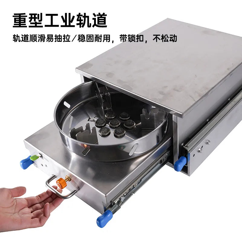 Stainless Steel Outdoor Pull Out RV Gas Stove Slide Out Kitchen Cooktop for Camper Trailer Caravan Motorhome