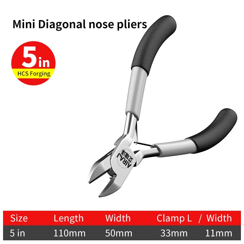 Mini Pointed Toothless Flat Mouth Extended Needle Mouth Oblique Mouth Pliers Flat Mouth Wire Binding Pliers Set
