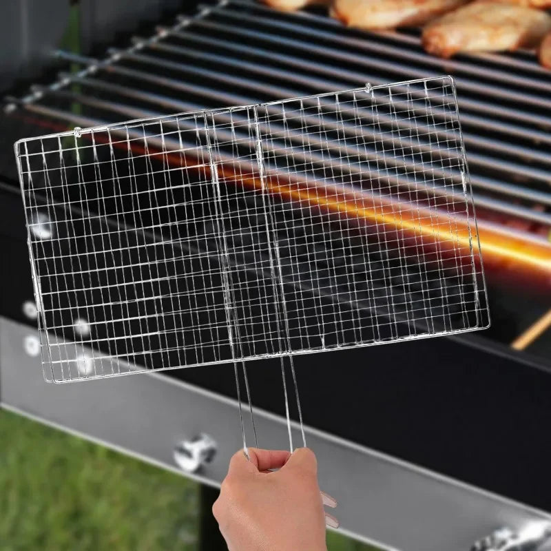 Stainless Steel BBQ Mesh Non Stick Grilling Basket Fish Meat Grill Mesh Mat Holder Vegetable Steak Picnic Party Barbecue Tools
