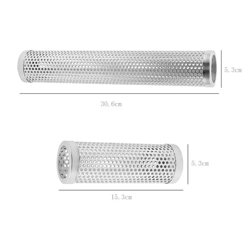 BBQ Stainless Steel Perforated Mesh Smoker Tube Filter Gadget Hot Cold Smoking  BBQ Smoked Spice Tube