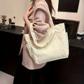 Stylish Large Capacity Canvas Tote Bag, Zipper Closure Durable Shoulder Straps Perfect for Commuting, College and Book Carrying
