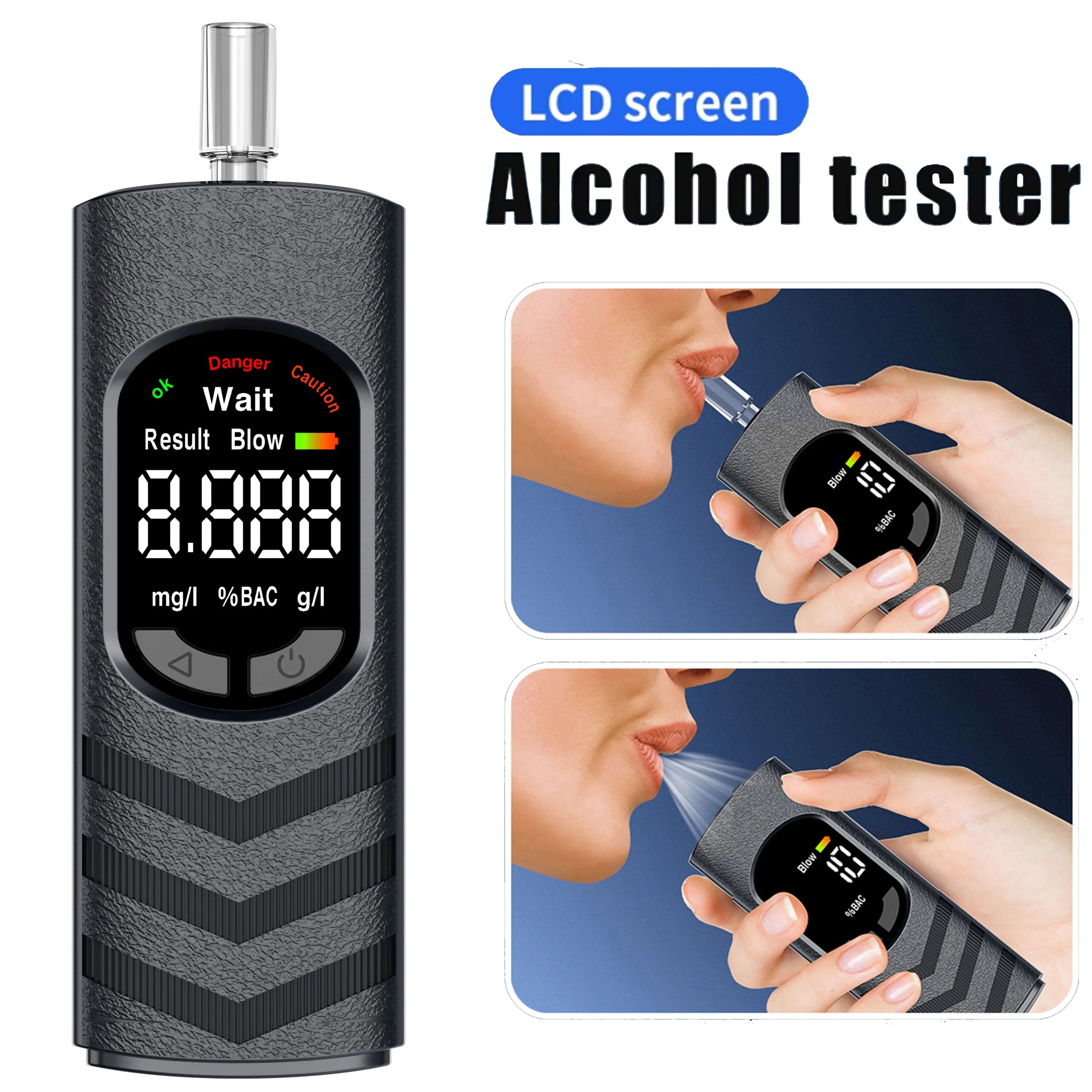 Digital Alcohol Tester Professional Alcohol Detector Breathalyzer Police Alcotester LCD Display Drunk Driving Test for Home