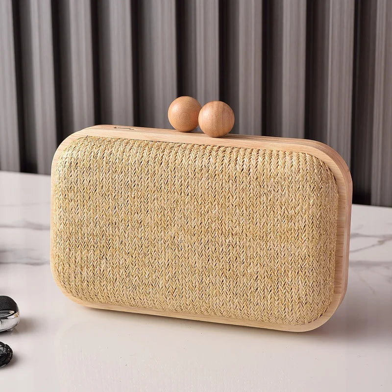 Straw Clutch Handbag 2025 Summer Beach Straw Purse for Women Woven Bag Casual Straw Shoulder Crossbody Bag New Evening Handbag