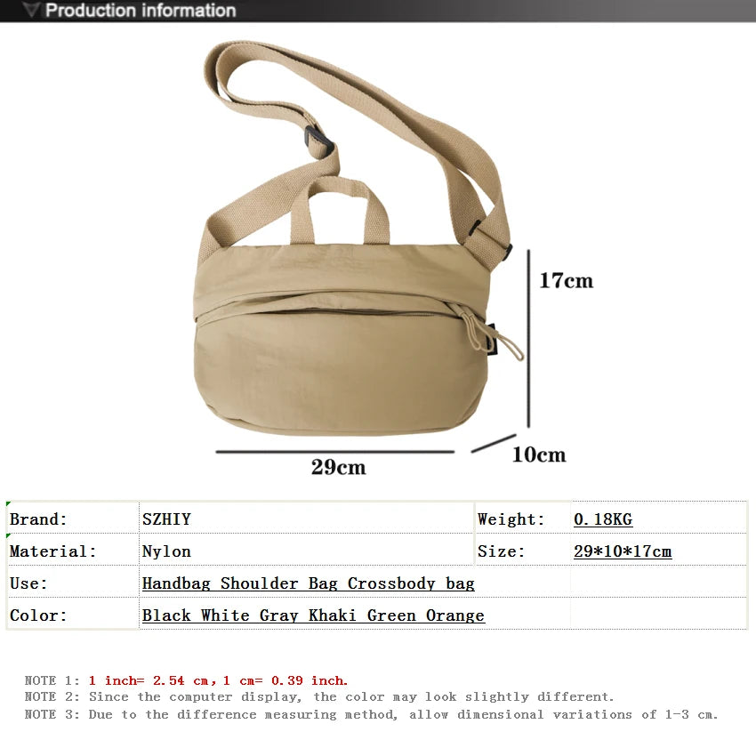 Waterproof Crossbody Purse Womes Hand-held Shoulder Bag Men Nylon Pocket Multifunctional Lightweight Handbag Student Phone Bag