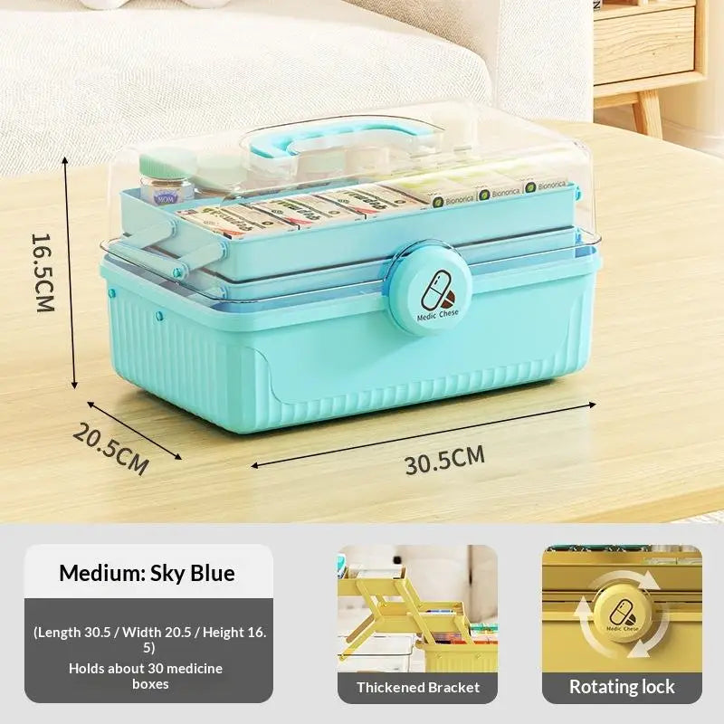convenient1PC 3 Tier Foldable Medicine Organizer With Multiple Compartments Perfect For Home Daily Medication First Aid Storage