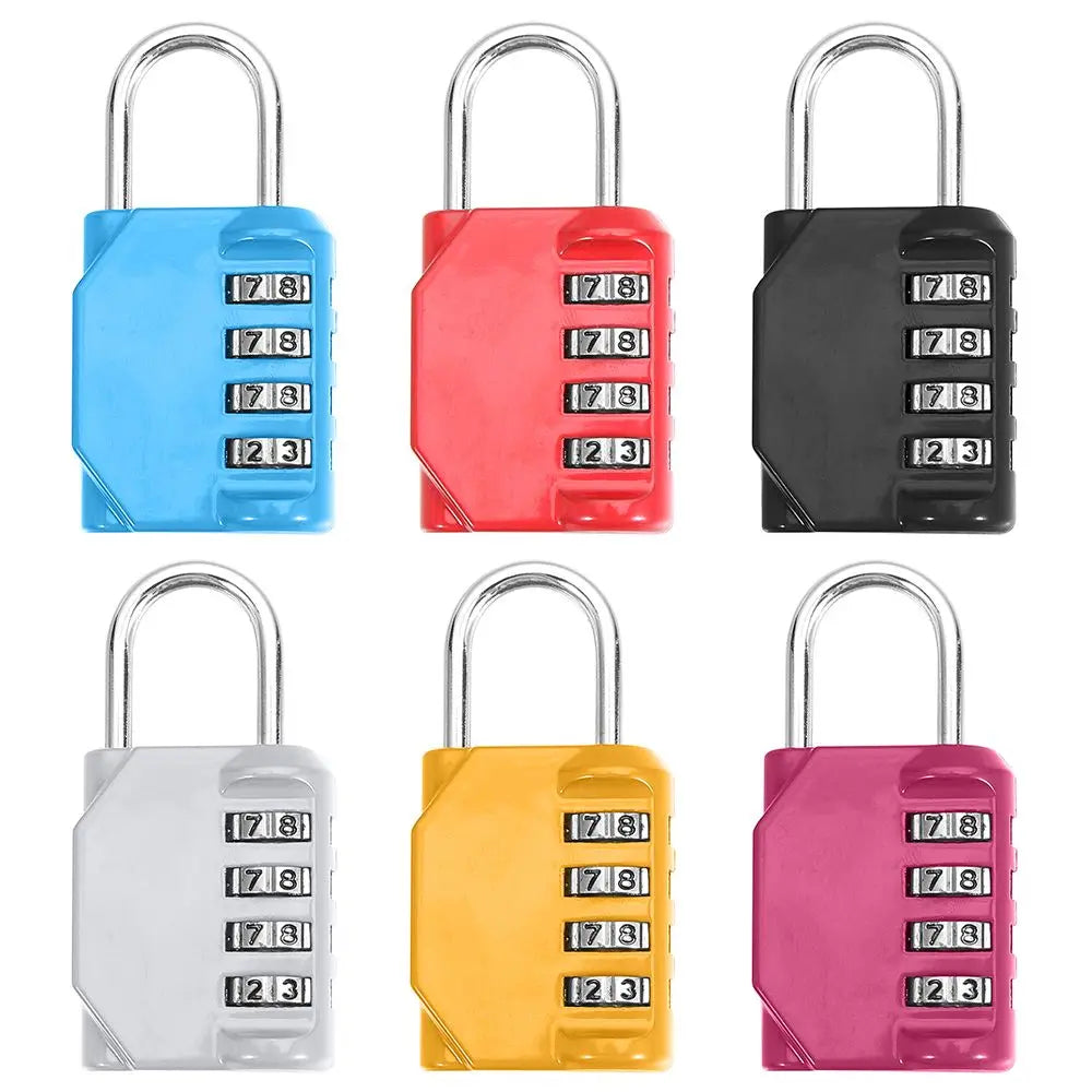 Combination Lock Metal Code Lock Resettable 4 Dial Digit Padlock Travel Accessories Password Lock