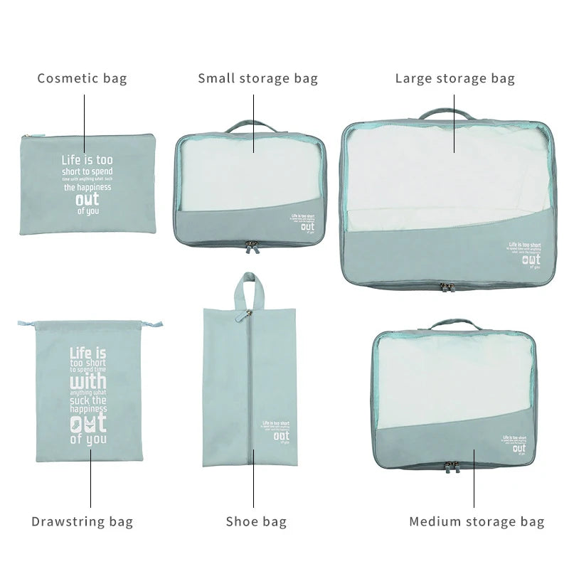 6pcs Travel Organizer Pouch Suitcase Washable Packing Cube High Quality Luggage Organizer Portable Clothes Pouch Bag Lightweight