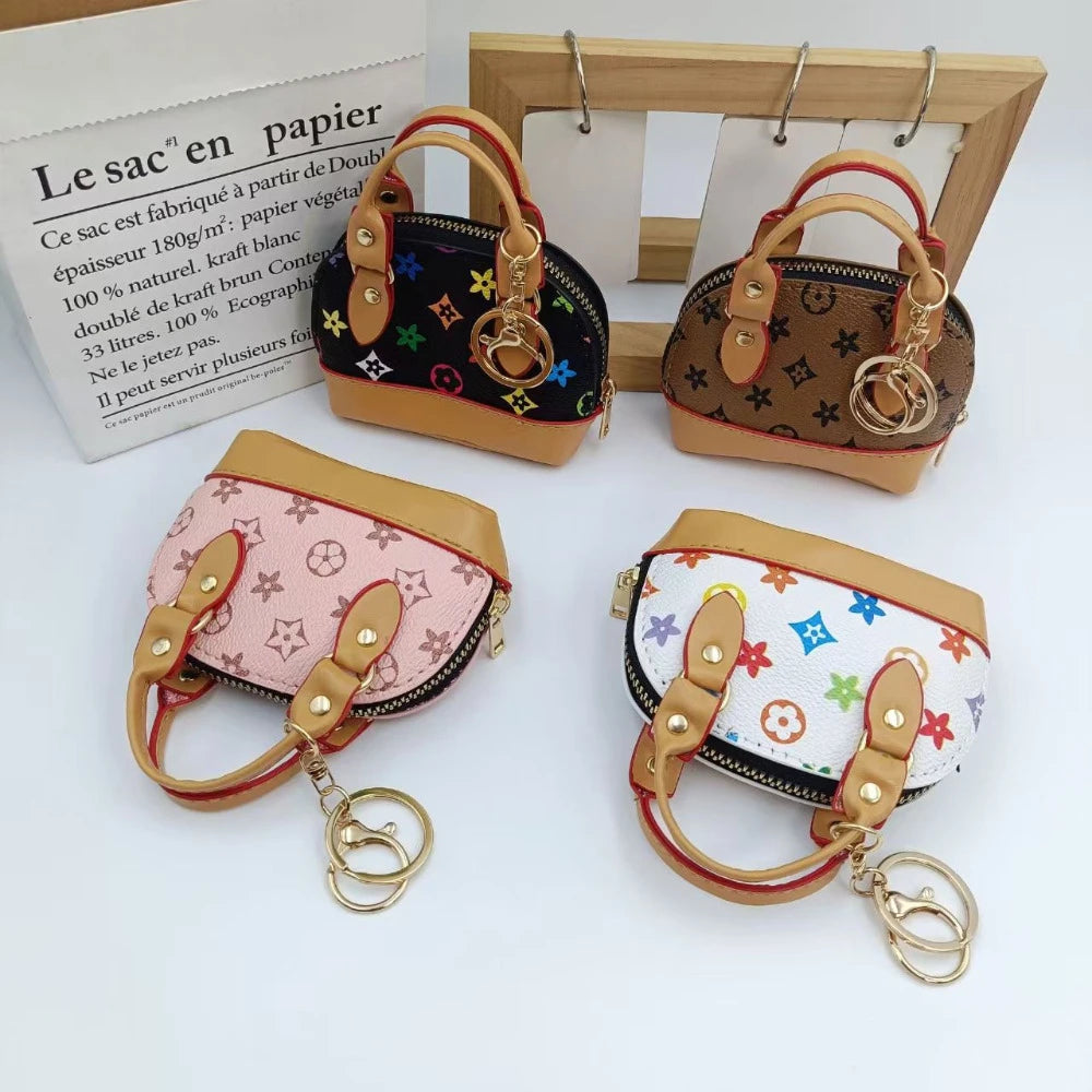 European Cute Mini Personalized Earphone Bag Old Flower Mini Bag French Stick Bag Keychain Pendant Bag Accessories