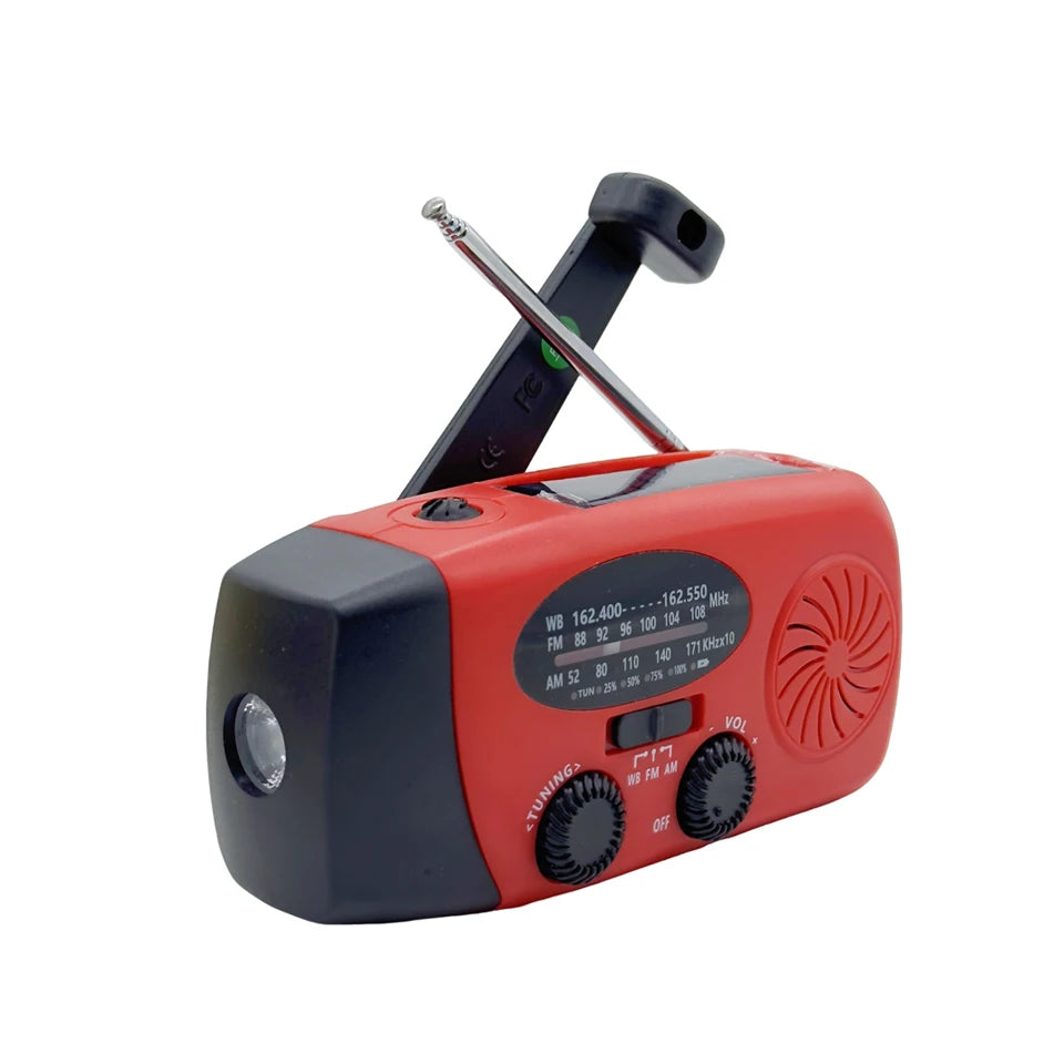 Multi-Functional Hand-cranked Power Generator Radio Solar Flashlight Outdoor Combat Disaster Prevention FM AM WB NOAA Power Bank