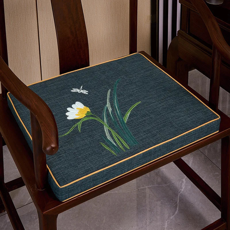 Chinese-style Dining Chair Seat Cushion Chair Pad Thickened Sponge Cushion Solid Wood Ring Chair Anti-slip Tea Chair Cushion