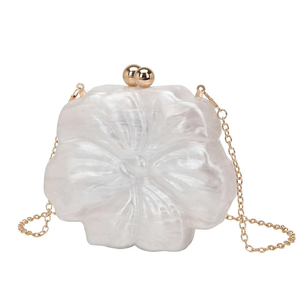 Fashion Pink Acrylic Clutch Bag for Women Designer Flower Box Shoulder Crossbody Bags Luxury Evening Party Purses Valentine Day