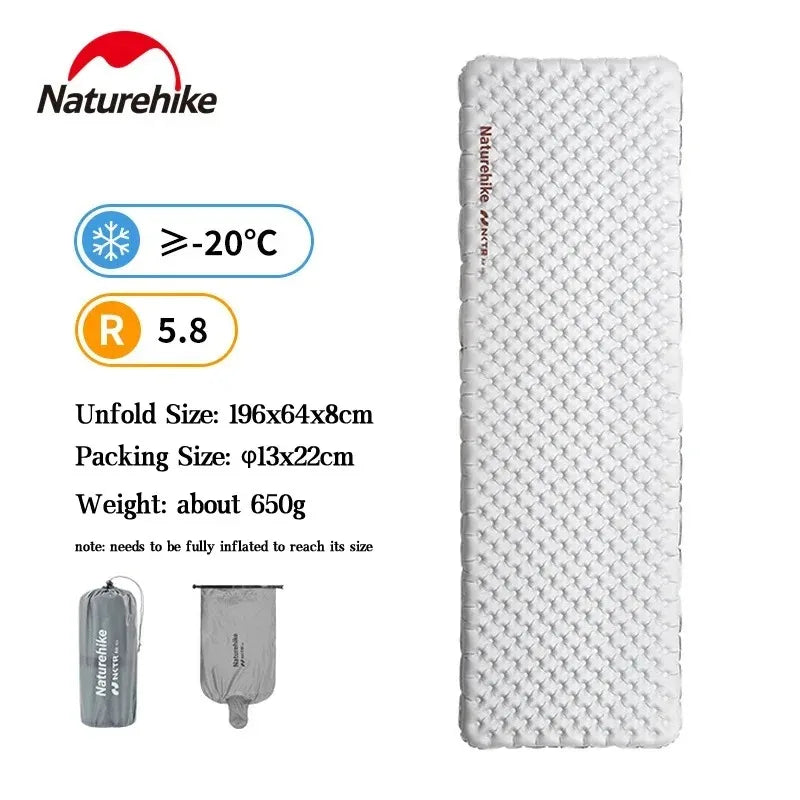 Naturehike Camping Mat 3.5/5.8/8.8 High R Value Ultralight Warm Inflatable Mattress Outdoor Portable Folding Inflatable Mats