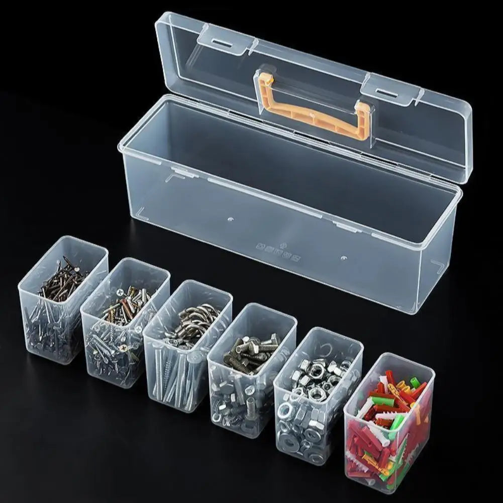 Transparent Plastic Hardware Storage Box with Removable Dividers Portable Small Parts Organizer Container with Handle for Screws