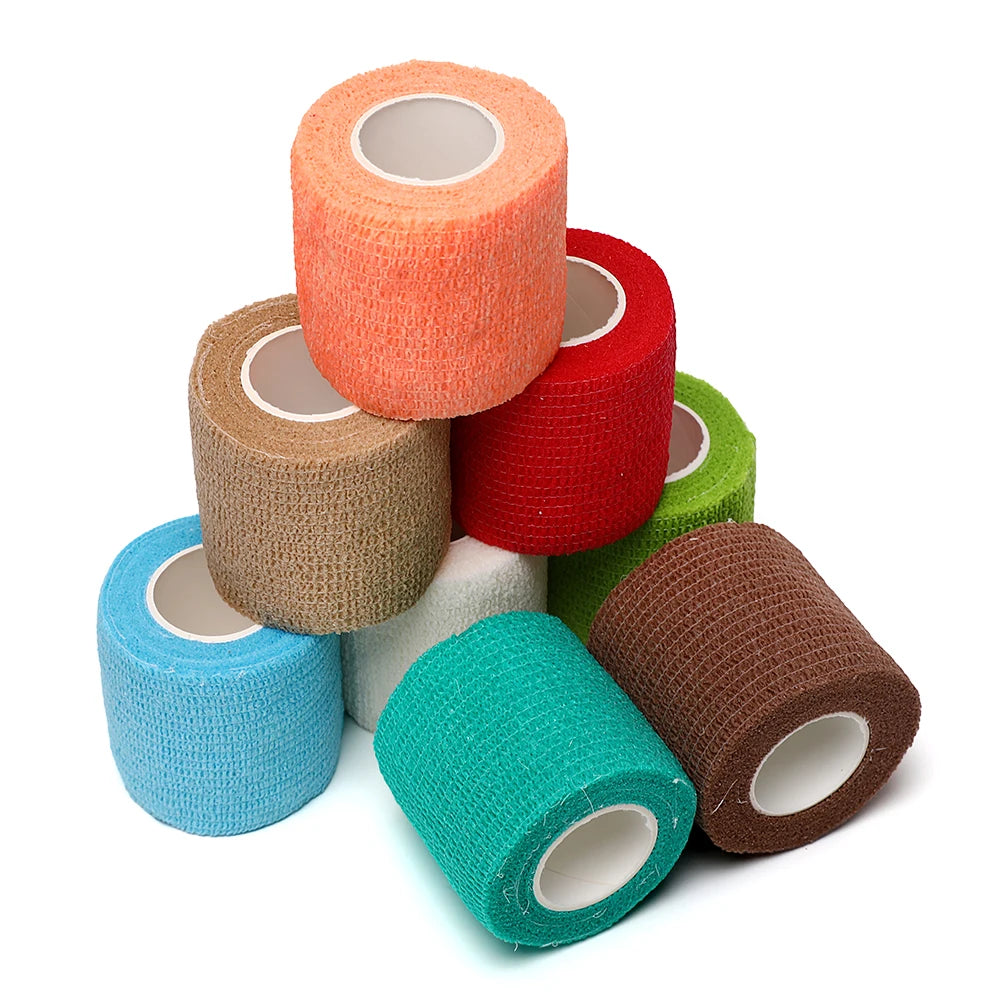 Black Sports Self-Adhesive Elastic Bandage with 4.8-Meter Elastic Knee Pads, 18 Colors for Fingers, Ankles, Palms, and Shoulders