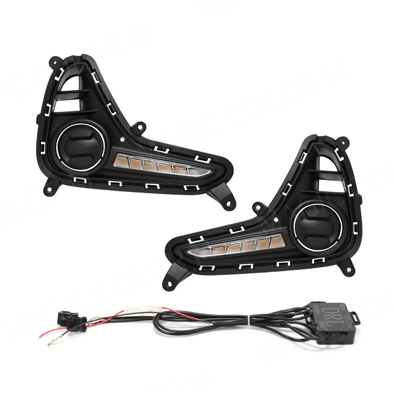 For Hyundai Grand I10 2017 2018 2019 DRL Daytime Running Light LED Fog Lamp Turn Signal Yellow White Waterproof