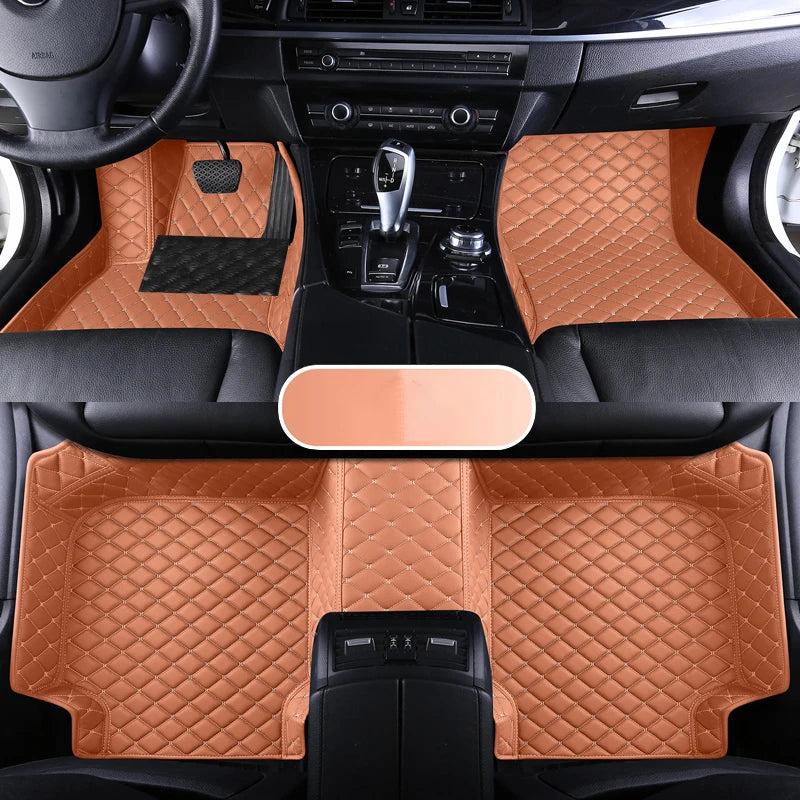 Custom Leather Car Floor Mat For Mitsubishi Outlander Lancer X 2015 2016 2017 2018 2019 2020 2021 Waterproof interior Accessorie