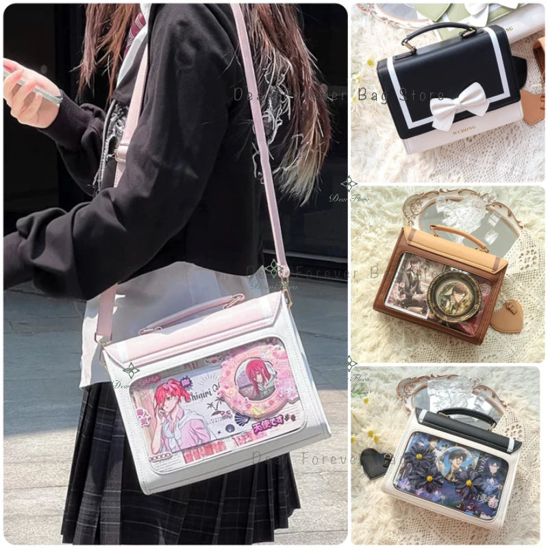 Y2K Premium Version Sweet Ita Bag Lolita Girl Transparent Bag Fashion Preppy Style Shoulder Crossbody Bag Kawaii Display Handbag