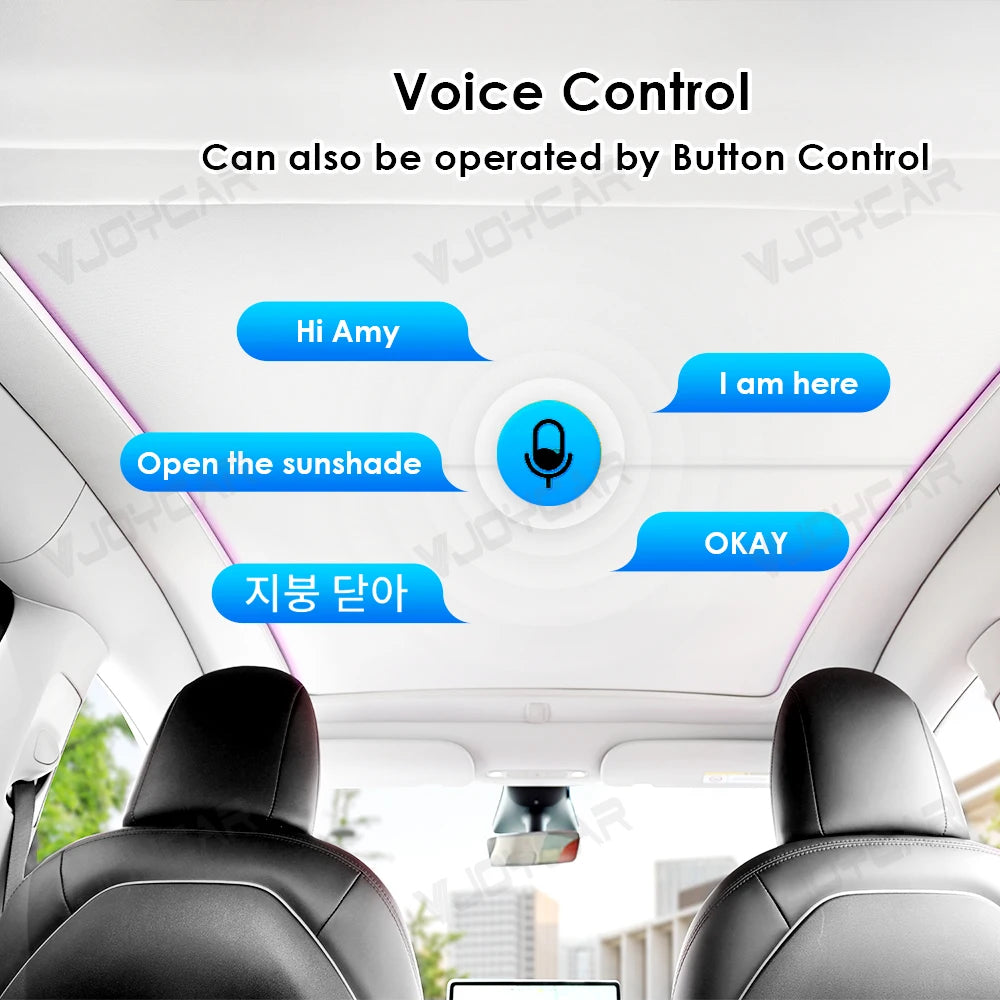 New Electric Sunshade For Tesla Model Y New Y Juniper Model Y L Ambient Light Roof Shade EN KR Voice Control Button Control