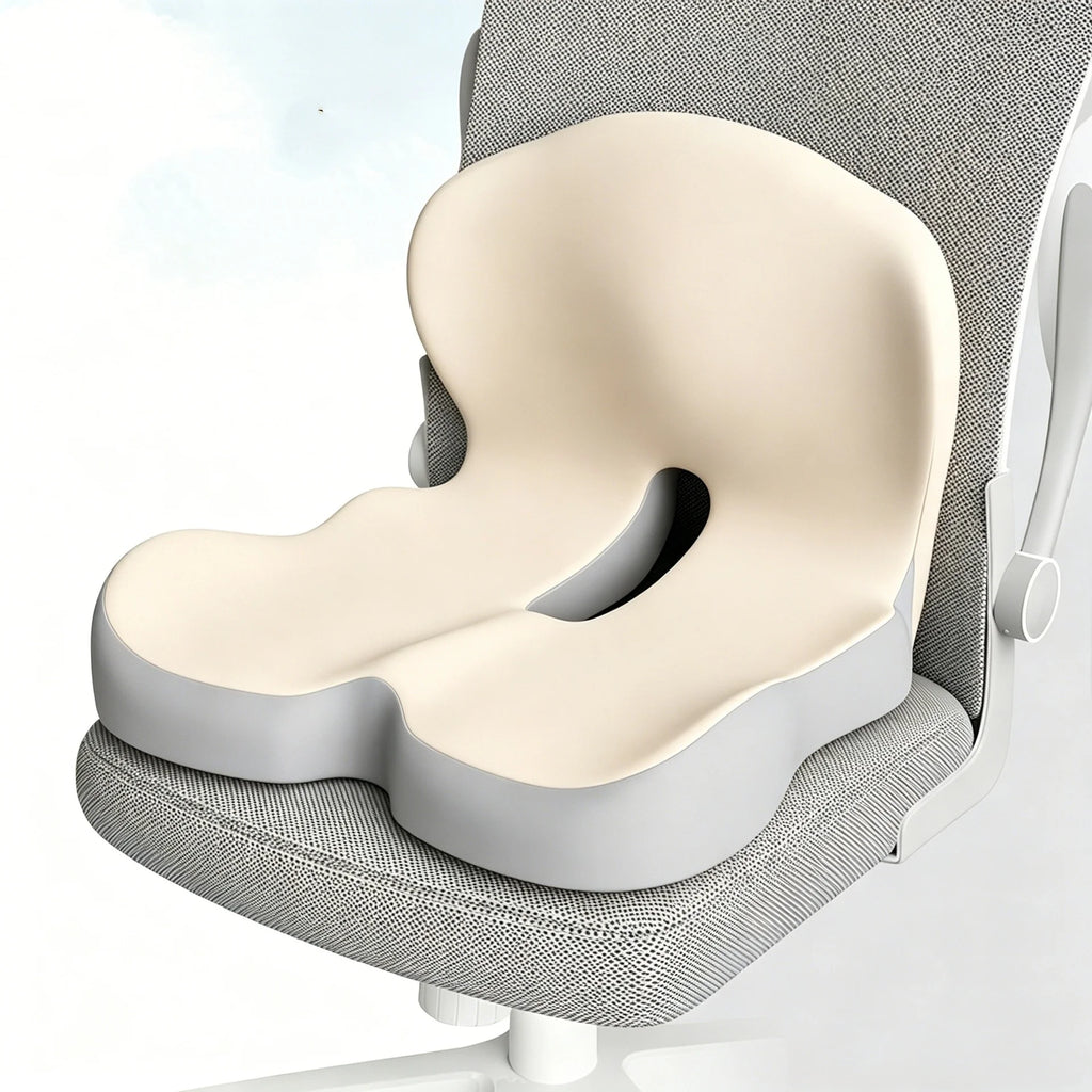 Integrated Memory Foam Seat Back Cushion Ergonomic Butt & Lumbar Support Pillow Washable Cover for Office Chair Car Long Sitting