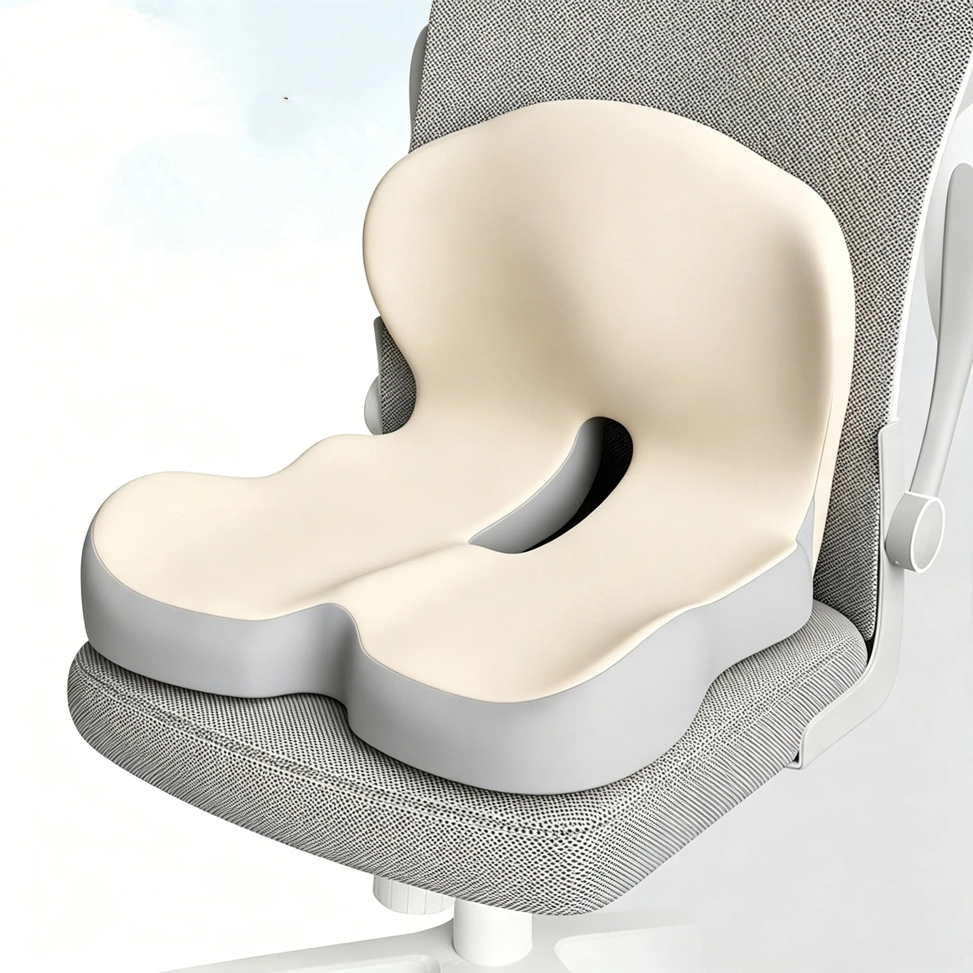 Integrated Memory Foam Seat Back Cushion Ergonomic Butt & Lumbar Support Pillow Washable Cover for Office Chair Car Long Sitting