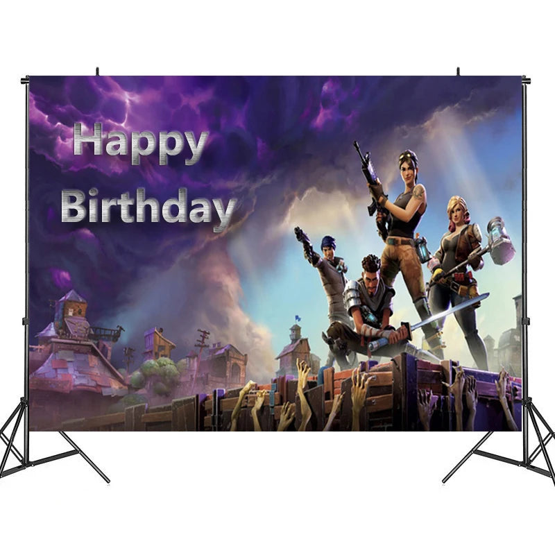 New Shooting Games Party Supplies Fortniton Birthday Decoration Balloons Noise Makers Disposable Tableware Tablecloth Cups Gifts