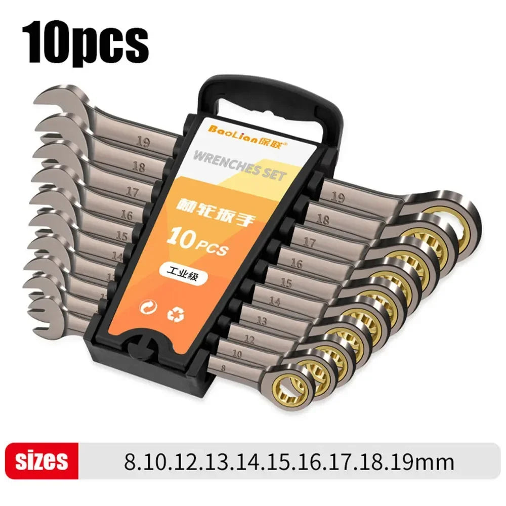 Automotive Repair Ratchet Wrench Quick and Labor-saving Industrial Grade Extended Opening Small Board Double End Tool Set