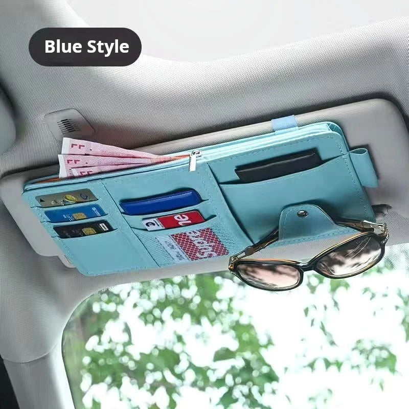 Car Sun Visor Bill Pen Business Card Holder CD DVD Organizer Storage Box Sunglasses Clip Stowing Tidying Car Accessories