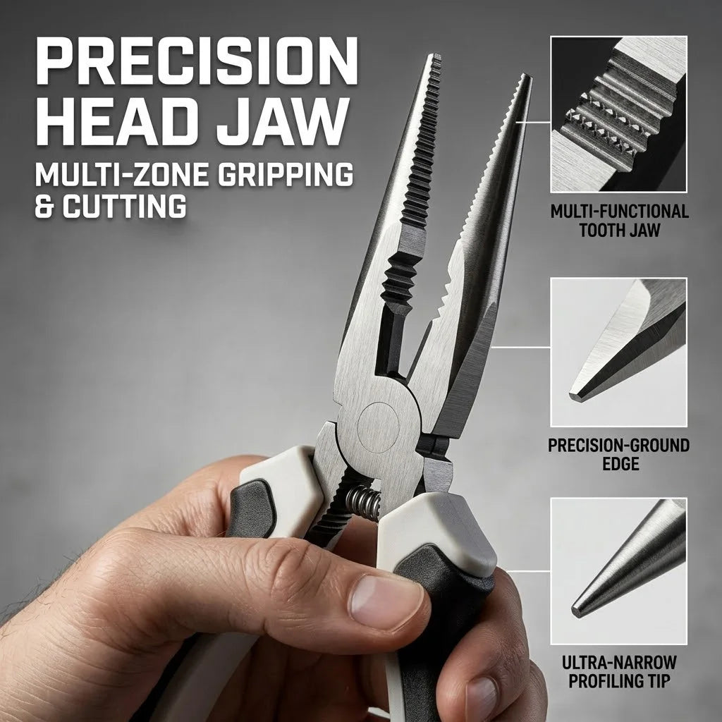 6 Inch Ergonomic Long Nose Pliers Rustproof CR-V Steel Multi-Tool With Sharp Cutting Edge For Nut Gripping Repair Operations
