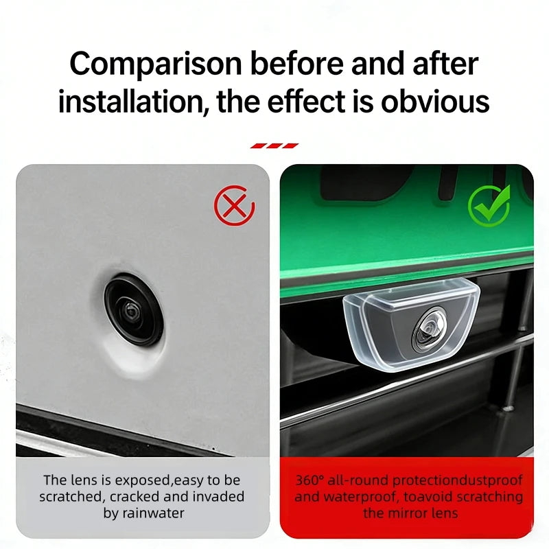Car Camera Lens Transparent Protector Cover Universal Front Bumper Camera 360° All-Round Lens Guard PC Lens Protector Cover Kit