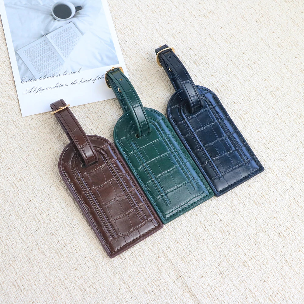 Customized Name PU Leather with Crocodile Pattern Luggage Tag Hanging Piece for Luggage Case to Prevent Loss