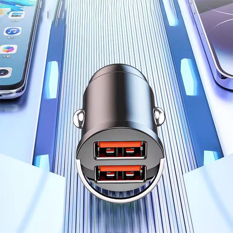 Mini Dual USB Car Phone Charger 200W Fast Charge Adapter Accessories 2 USB Mobile Phone Socket Adapter Universal Car Charger