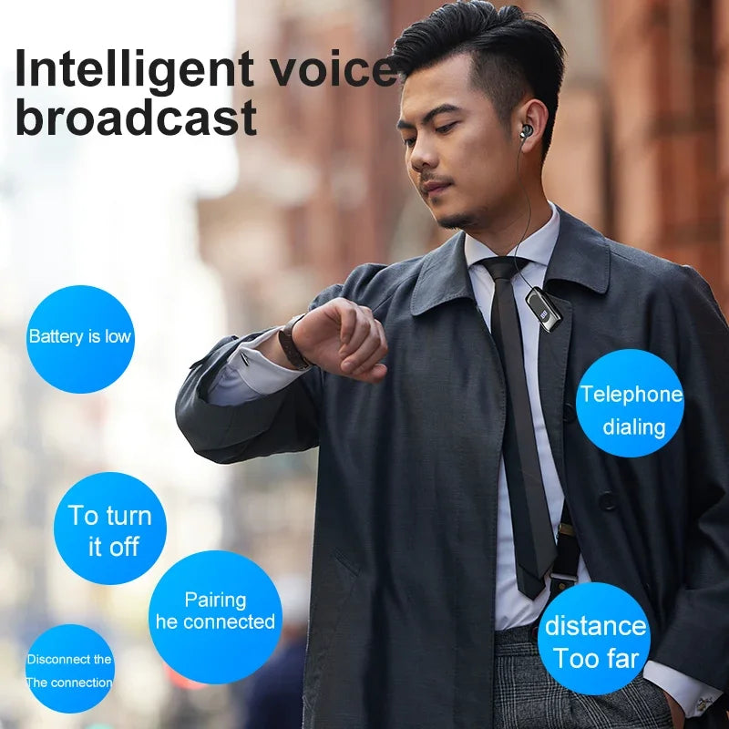 K55 Lavalier Business Bluetooth 5.2 Headphone Talk/music Time 20 Hours,led Digital Display,noice Cancelling Wireless Earphones