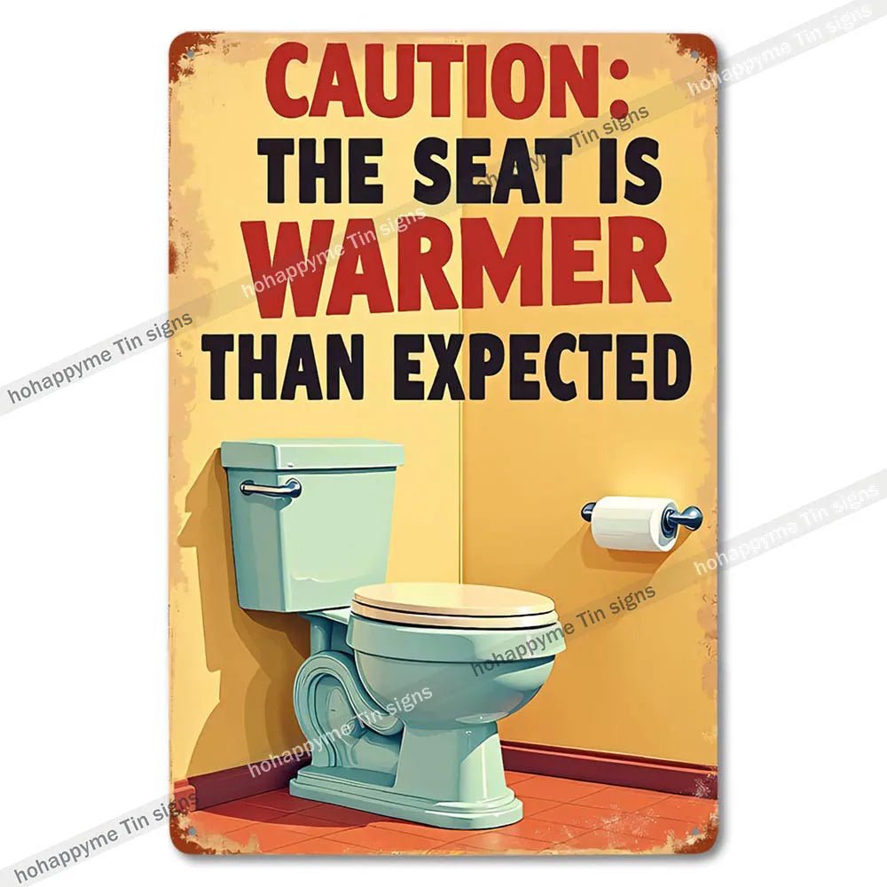 Retro Metal Tin Bathroom Signs Wall Decor for Home Restroom Vintage Toilet Humor Art Unique Gift Ideas