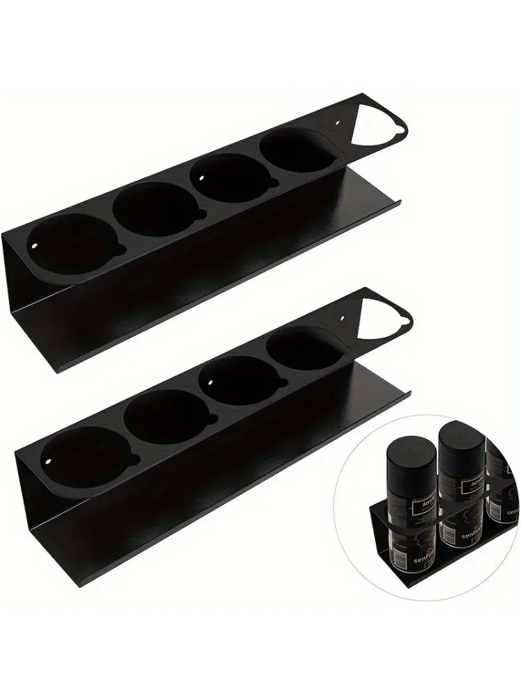 5 Cans Wall-Mounted iron Aerosol Spray Can Holder Rack - Garage Workshop Organizer for Paint Bottles, Lubricants & Cleaners