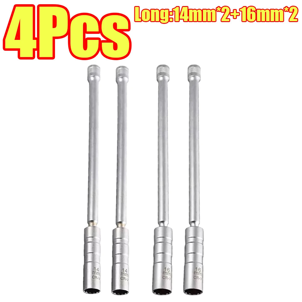 1-4Pcs Spark Plug Socket Key Magnetic 14mm 16mm Swivel Thin Wall Spark Plug Socke 12 Point Wall Ignition Plug Removal Tool