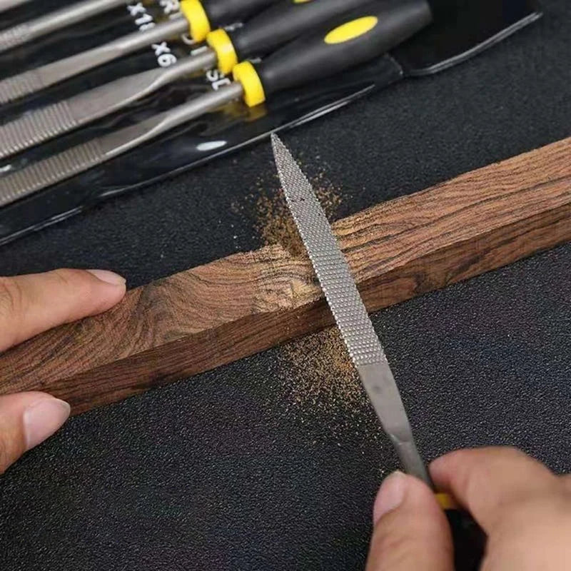 6x 140mm Mini Metal Rasp Needle Files Set Wood Carving Tools for Steel Rasp Needle Filing Woodworking Hand File Tool