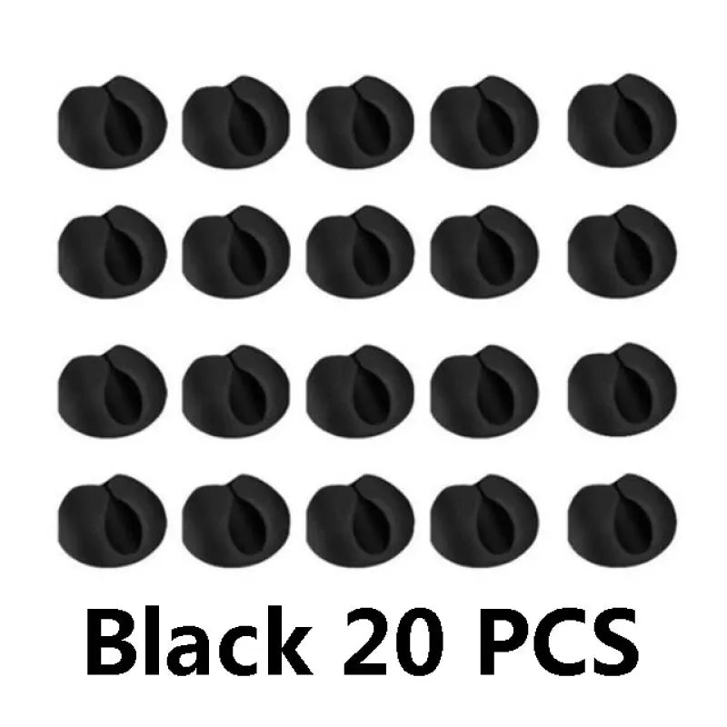 20PCS Cable Clip Winder Organizer Round Charger Cord Clips Desk Tidy Management Wire Adhesive Holder Clamp in Home Office Car